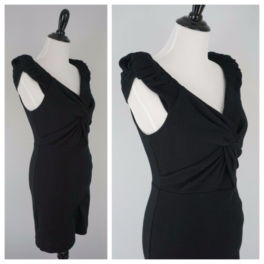 Leifsdottir Anthropologie Black V-Neck Wool Dress - Picture 4 of 4